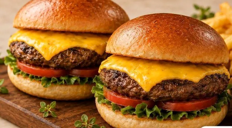 Two of Nico’s flame-grilled cheeseburgers